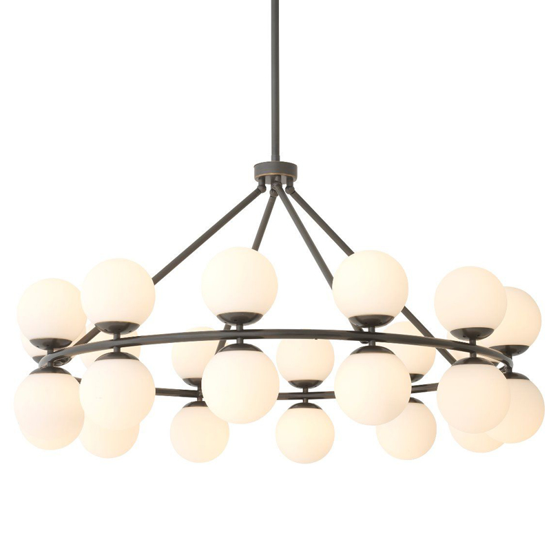 Люстра Eichholtz Chandelier Hutchinson Bronze Темная бронза Белое матовое стекло Люстра Eichholtz Chandelier Hutchinson Bronze Темная бронза Белое матовое стекло в Брянске | Loft Concept