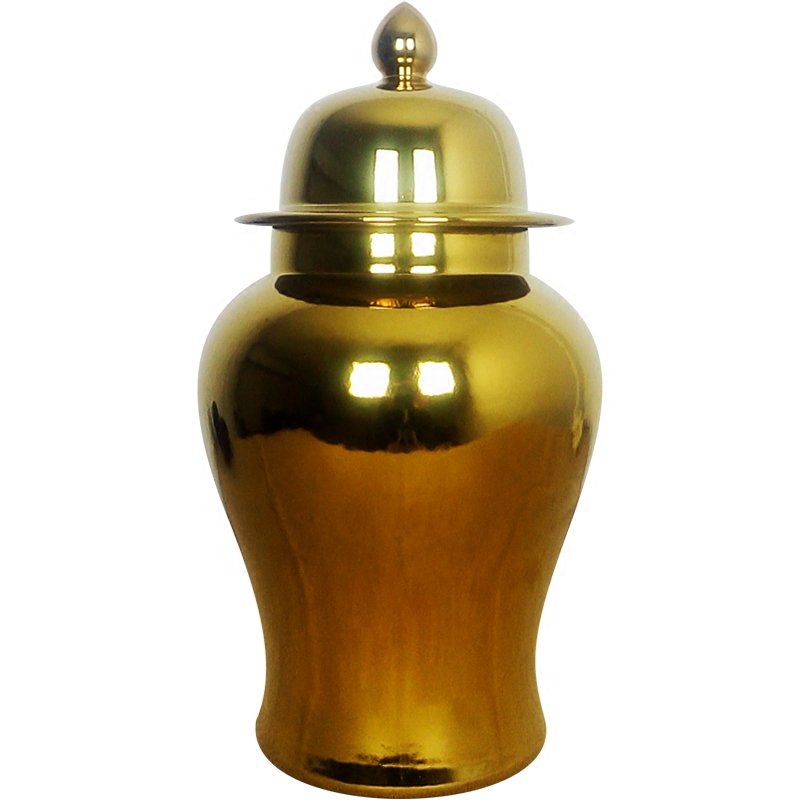 Ваза Gold Ceramic Chinese Jars with Lids Золотой Ваза Gold Ceramic Chinese Jars with Lids Золотой в Брянске | Loft Concept