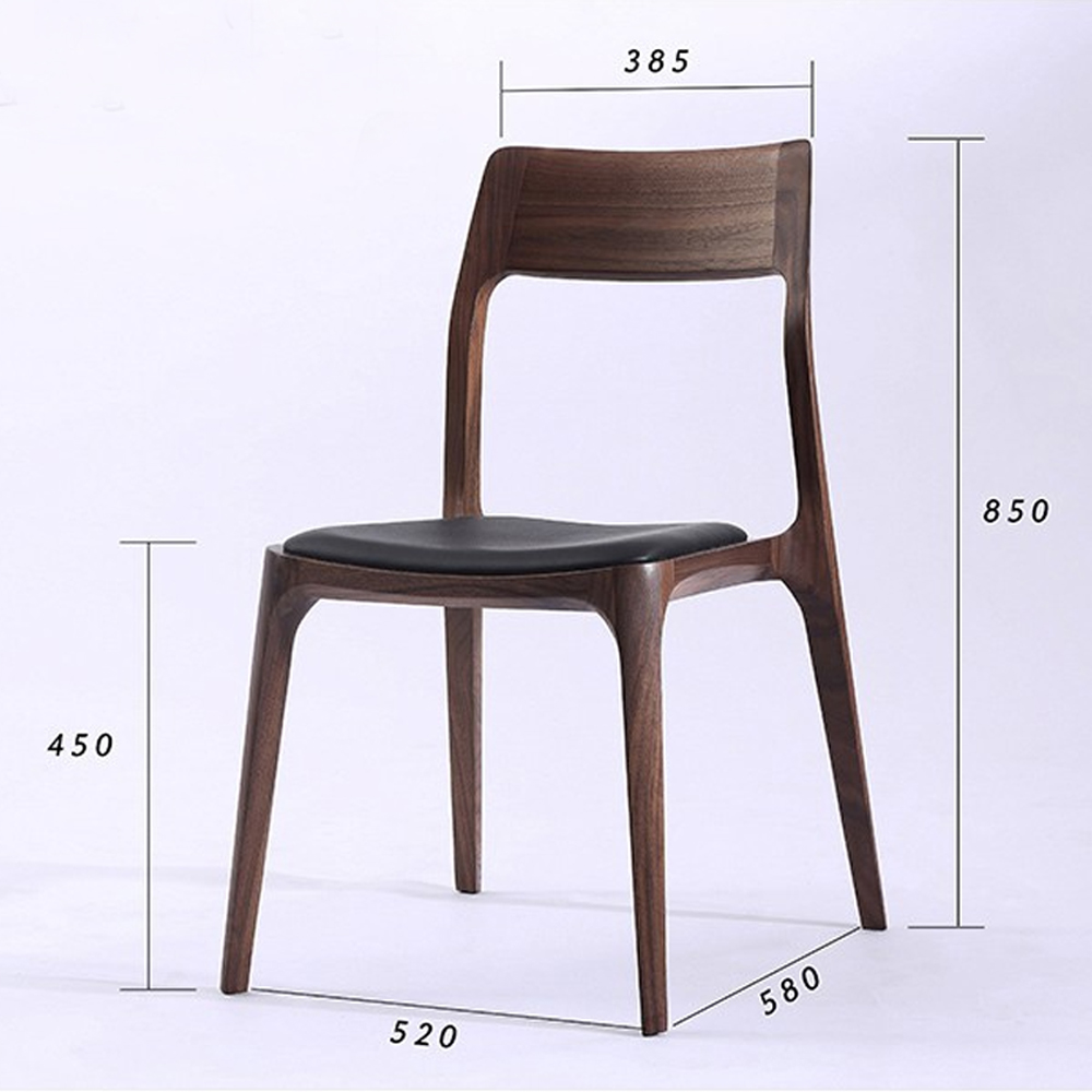 Стул деревянный с мягким сиденьем из черной натуральной кожи Moon Walnut Furniture Стул деревянный с мягким сиденьем из черной натуральной кожи Moon Walnut Furniture в Брянске