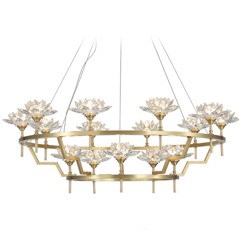 Большая Люстра Хрустальные Цветы Лотоса Lotus flower Clear Glass lamp 15 Латунь Прозрачное Стекло Большая Люстра Хрустальные Цветы Лотоса Lotus flower Clear Glass lamp 15 Латунь Прозрачное Стекло в Брянске | Loft Concept