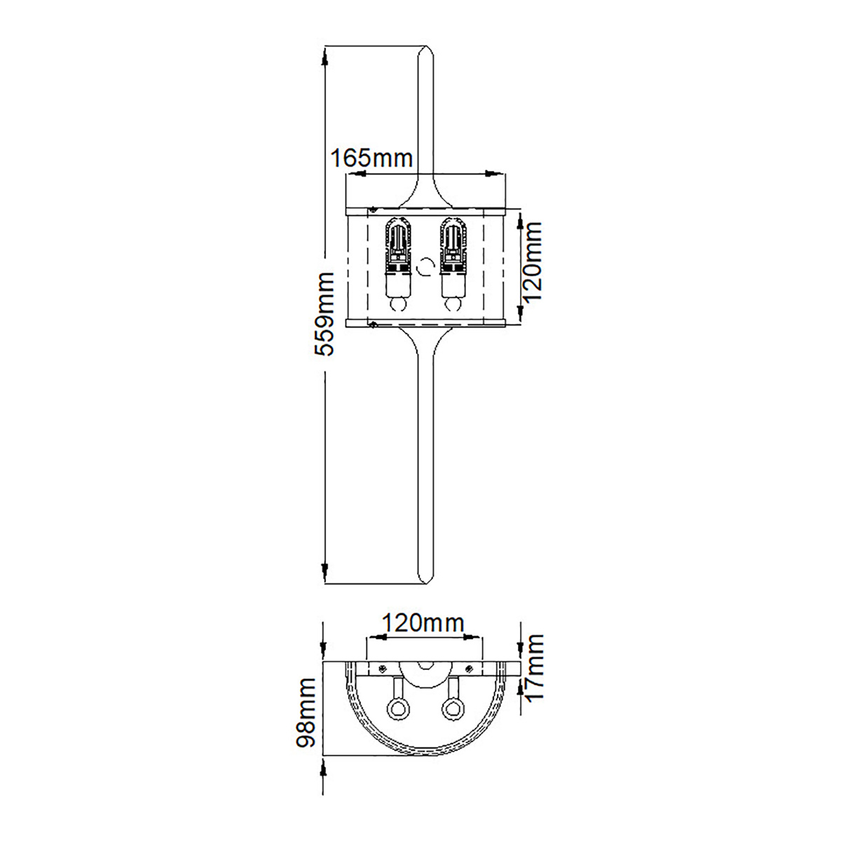 Бра вертикальное с белым полукруглым плафоном и длинным стержнем S Kichler в Брянске