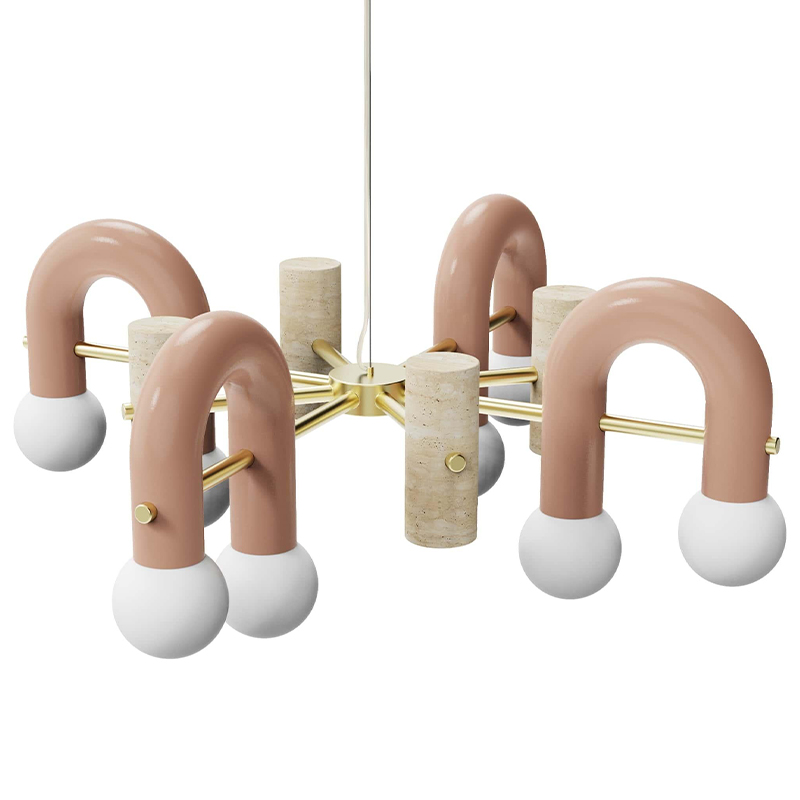 Люстра PYPPE 100 UTU SOULFUL LIGHTING Розовый Песочный Белый Латунь Люстра PYPPE 100 UTU SOULFUL LIGHTING Розовый Песочный Белый Латунь в Брянске | Loft Concept
