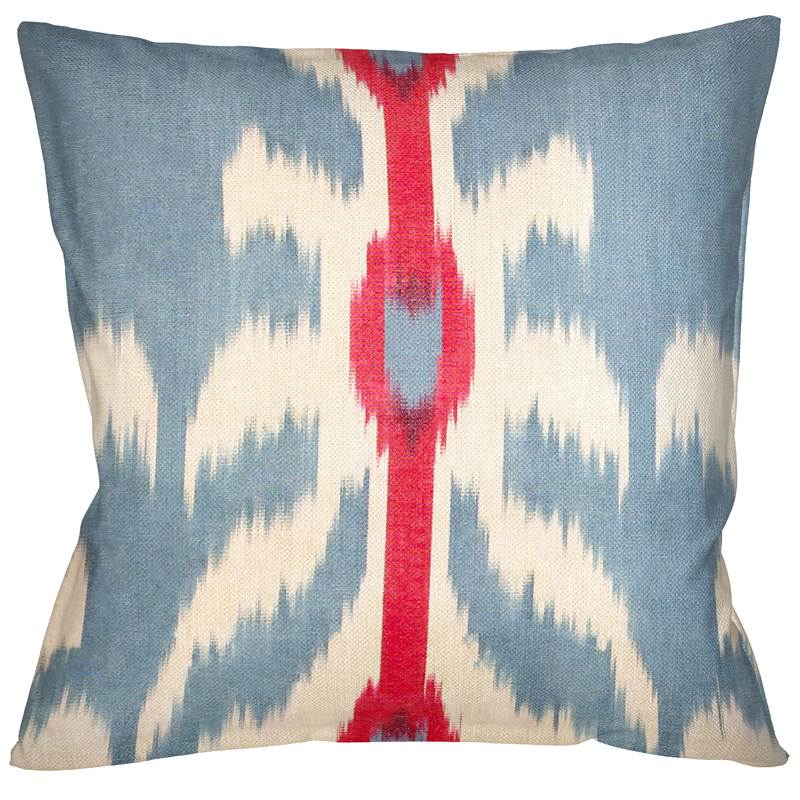 Декоративная подушка Ikat Pattern Голубая с красной линией Мульти Декоративная подушка Ikat Pattern Голубая с красной линией Мульти в Брянске | Loft Concept