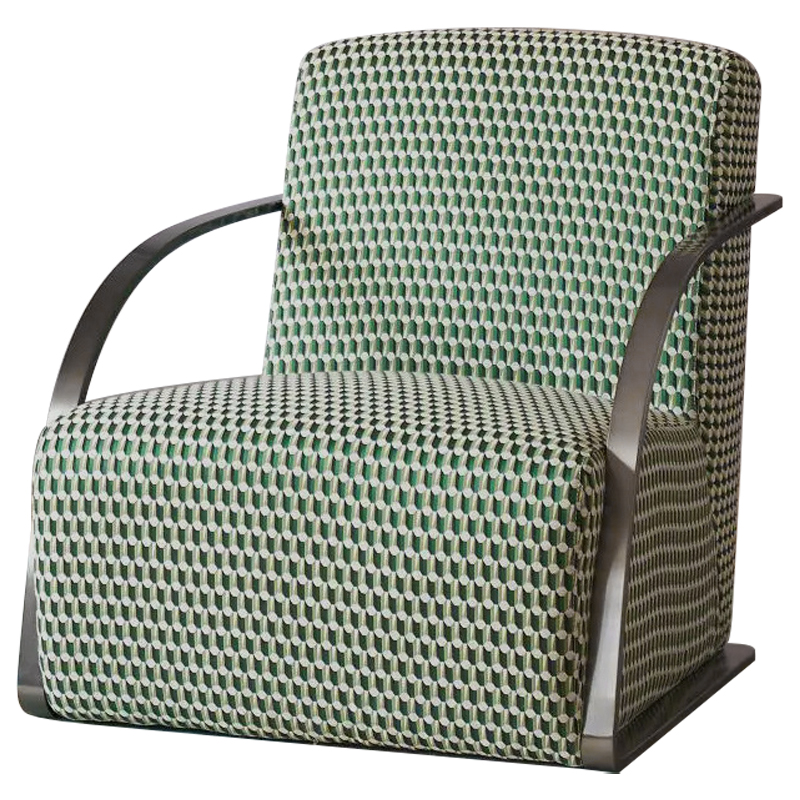 Кресло Esme Green Pattern Armchair Зеленый Темный хром Кресло Esme Green Pattern Armchair Зеленый Темный хром в Брянске | Loft Concept