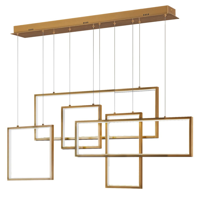 Люстра Rectangle Geometry Chandelier Gold 5 Золотой Люстра Rectangle Geometry Chandelier Gold 5 Золотой в Брянске | Loft Concept
