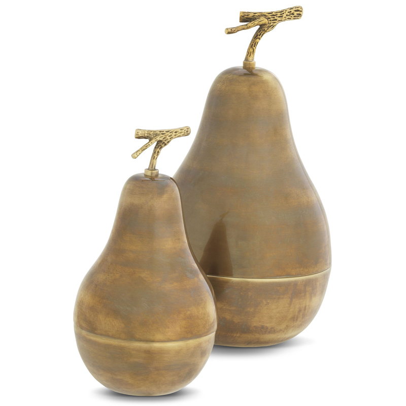 Комплект шкатулок Eichholtz Box Pear Set of 2 brass Винтажная латунь Комплект шкатулок Eichholtz Box Pear Set of 2 brass Винтажная латунь в Брянске | Loft Concept