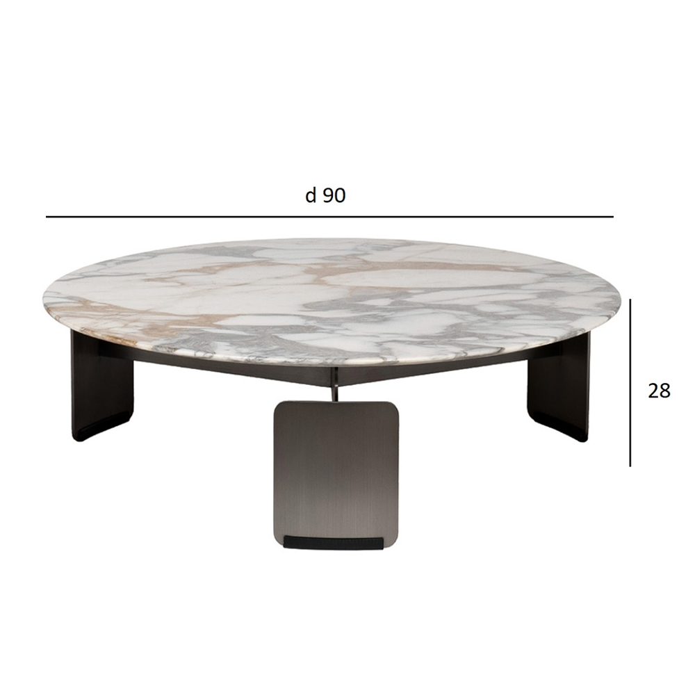 Столик журнальный с круглой мраморной столешницей на трех опорах Marble Stone Drawing в Брянске