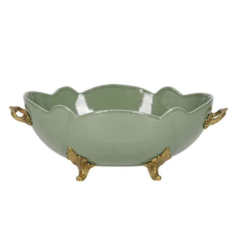 Чаша зеленого цвета из фарфора с волнообразным краем Eden Garden porcelain and bronze Зеленый Бронза Чаша зеленого цвета из фарфора с волнообразным краем Eden Garden porcelain and bronze Зеленый Бронза в Брянске | Loft Concept