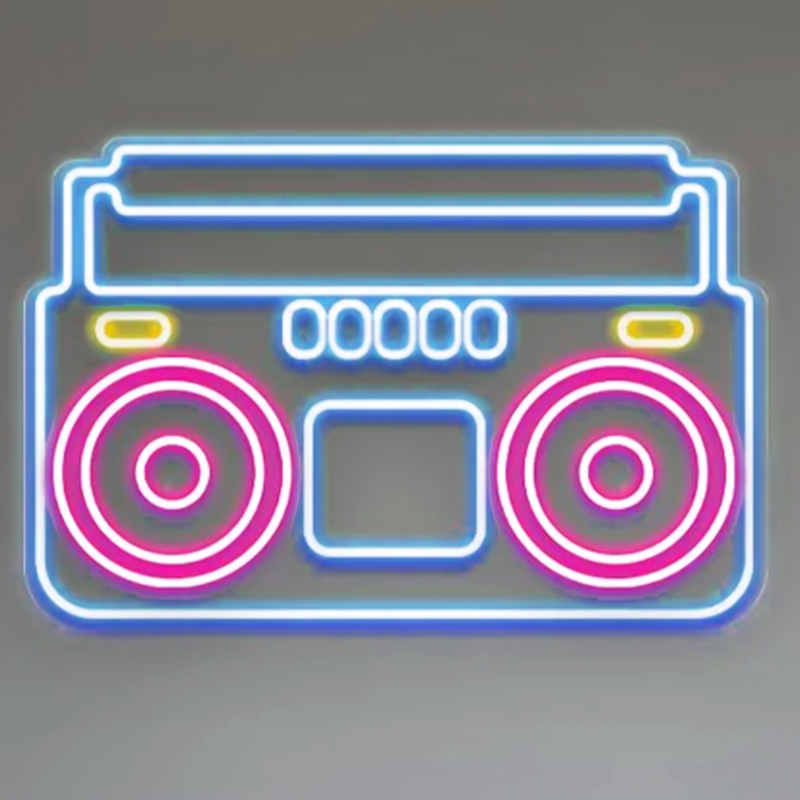 Неоновая настенная лампа Tape Recorder Neon Wall Lamp Голубой Розовый Прозрачный Неоновая настенная лампа Tape Recorder Neon Wall Lamp Голубой Розовый Прозрачный в Брянске | Loft Concept