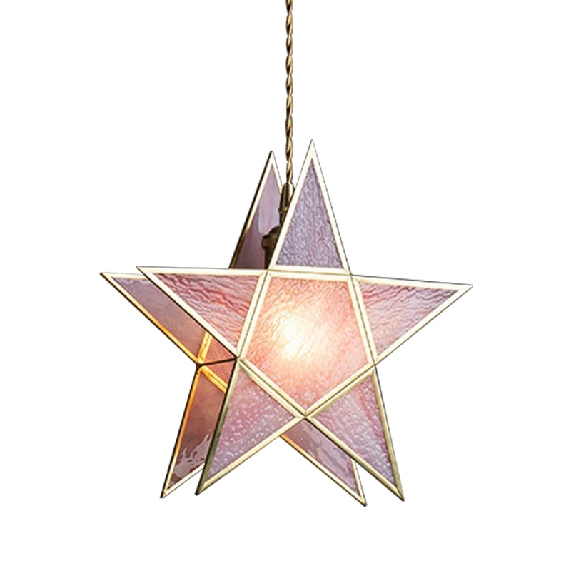 Подвесной светильник Star Pink Glass Hanging Light Розовый Латунь Подвесной светильник Star Pink Glass Hanging Light Розовый Латунь в Брянске | Loft Concept