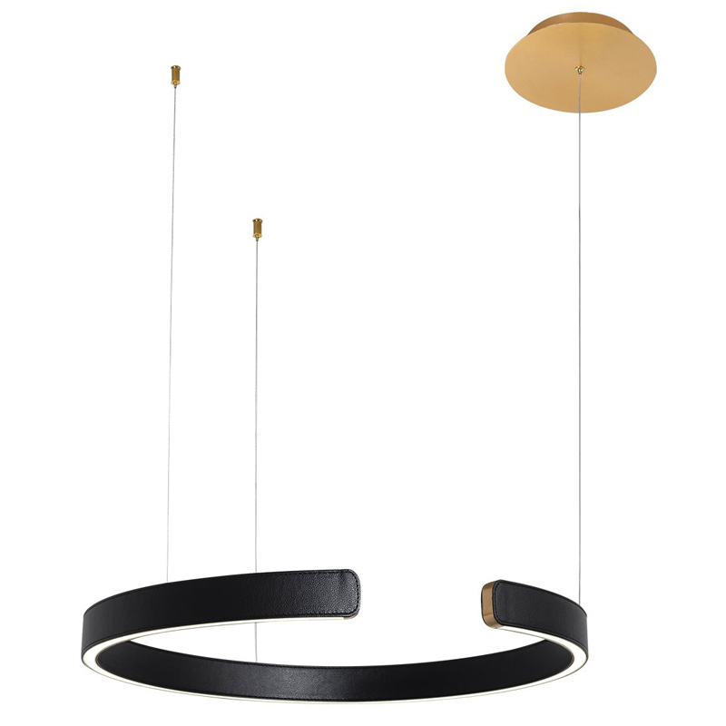 Подвесной светильник Half Ring black leather 60 Черный Золотой в Брянске | Loft Concept 