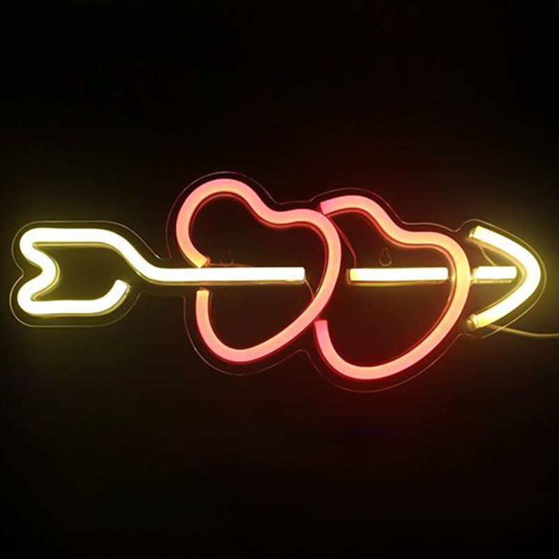 Неоновая настенная лампа Two Hearts Neon Wall Lamp Красный Желтый Прозрачный Неоновая настенная лампа Two Hearts Neon Wall Lamp Красный Желтый Прозрачный в Брянске | Loft Concept