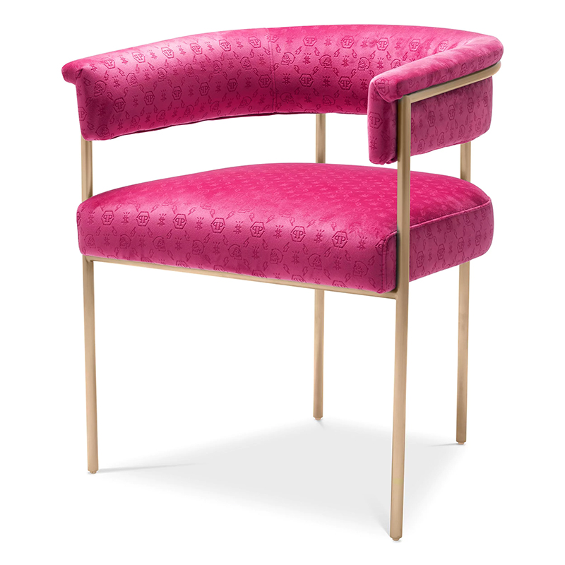 Стул Philipp Plein Dining Chair Monogram Розовый Розовый Золотой Стул Philipp Plein Dining Chair Monogram Розовый Розовый Золотой в Брянске | Loft Concept