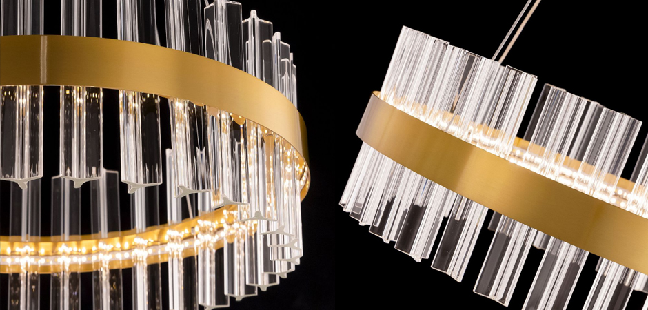 Круглая Люстра Кольцо Хрусталь диаметр 60 см RING Saturno Not Baroncelli Brass  - фото №2