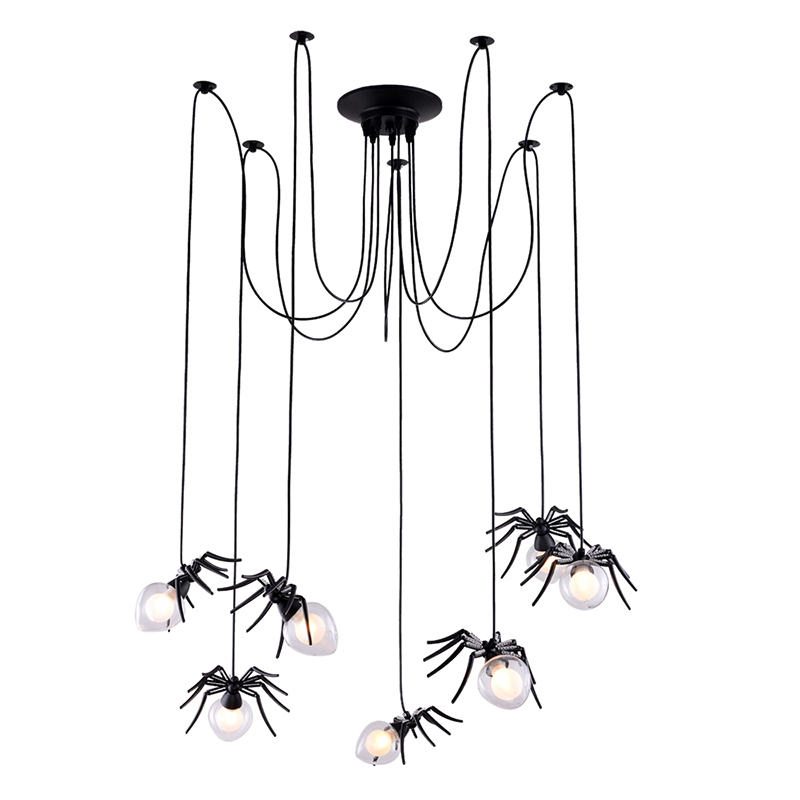 Люстра черная Паук Spiders lamp 7 Черный Прозрачный Люстра черная Паук Spiders lamp 7 Черный Прозрачный в Брянске | Loft Concept