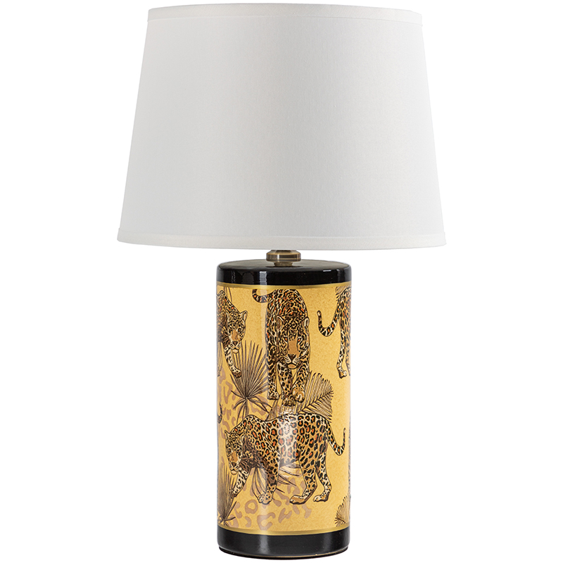 Настольная лампа с абажуром Leopard Lampshade Yellow White Желтый Белый Черный Настольная лампа с абажуром Leopard Lampshade Yellow White Желтый Белый Черный в Брянске | Loft Concept