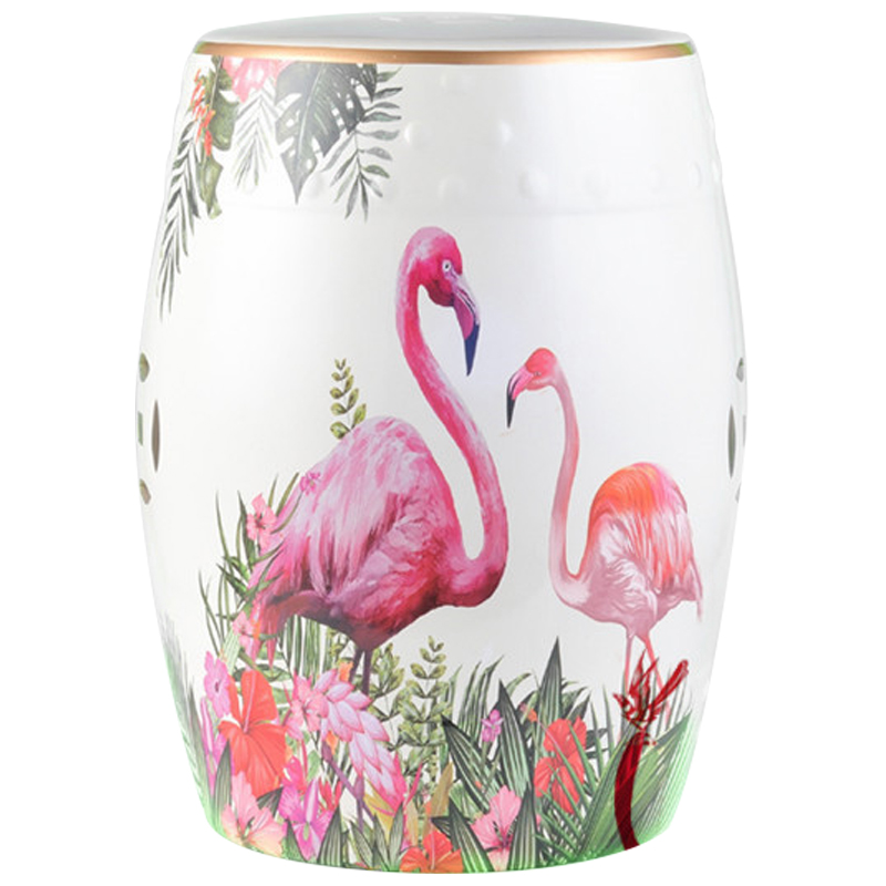 Керамический табурет Flamingo Tropical Animal Ceramic Stool White Белый Розовый Зеленый Керамический табурет Flamingo Tropical Animal Ceramic Stool White Белый Розовый Зеленый в Брянске | Loft Concept