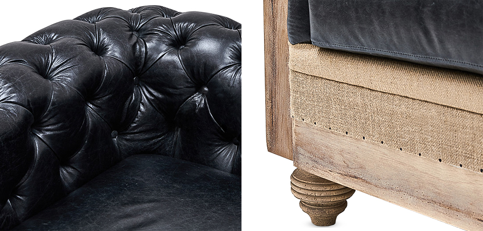 Диван Deconstructed Chesterfield Sofa double Black leather Диван Deconstructed Chesterfield Sofa double Black leather - Loft-Concept в Брянске