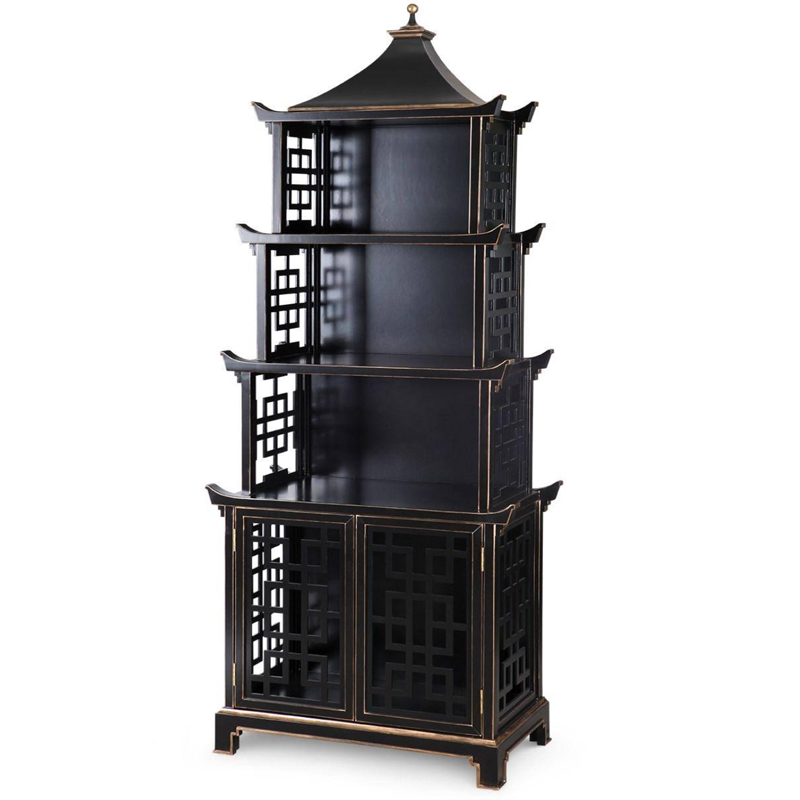 Стеллаж Черная Пагода Bungalow 5 Pagoda Black Wood Винтажный черный Стеллаж Черная Пагода Bungalow 5 Pagoda Black Wood Винтажный черный в Брянске | Loft Concept