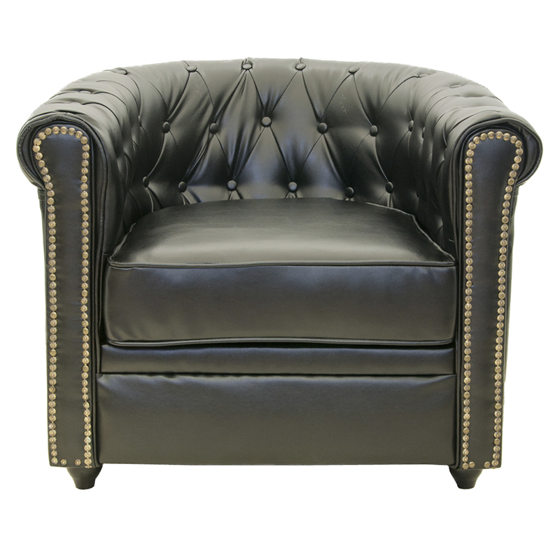 Кресло кожаное с мягкими подлокотниками на 4-х деревянных ножках Logan Leather Armchair black 2 Черный Кресло кожаное с мягкими подлокотниками на 4-х деревянных ножках Logan Leather Armchair black 2 Черный в Брянске | Loft Concept