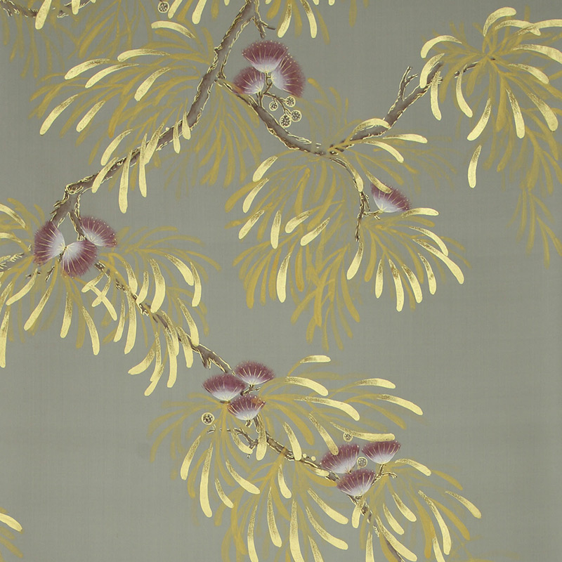 Обои ручная роспись Silk Tree Colourway SC-80 on Pale Grey dyed silk Обои ручная роспись Silk Tree Colourway SC-80 on Pale Grey dyed silk в Брянске | Loft Concept