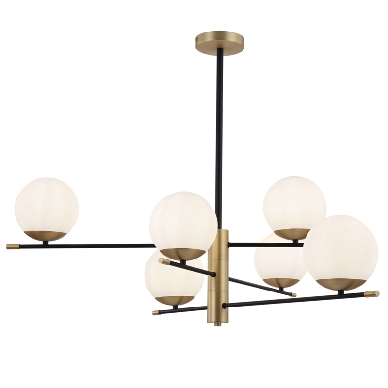 Светильник Spike Six Balls Hanging Lamp матовое золото Прозрачный белый Светильник Spike Six Balls Hanging Lamp матовое золото Прозрачный белый в Брянске | Loft Concept