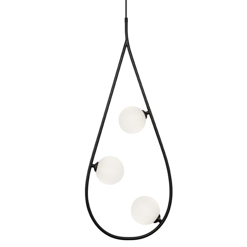 Люстра Marcan 3 Ball Chandelier Black Черный Белый Люстра Marcan 3 Ball Chandelier Black Черный Белый в Брянске | Loft Concept