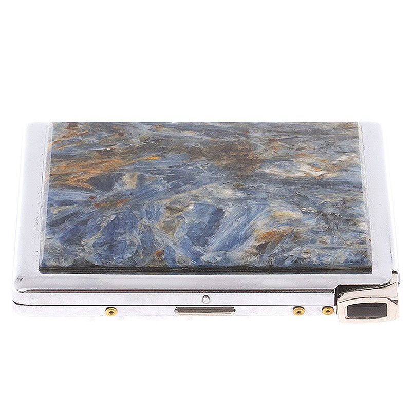 Портсигар на 10 сигарет с газовой зажигалкой из натурального камня Кианит Stone Cigarettes Cases Серо-голубой Серебряный Портсигар на 10 сигарет с газовой зажигалкой из натурального камня Кианит Stone Cigarettes Cases Серо-голубой Серебряный в Брянске | Loft Concept