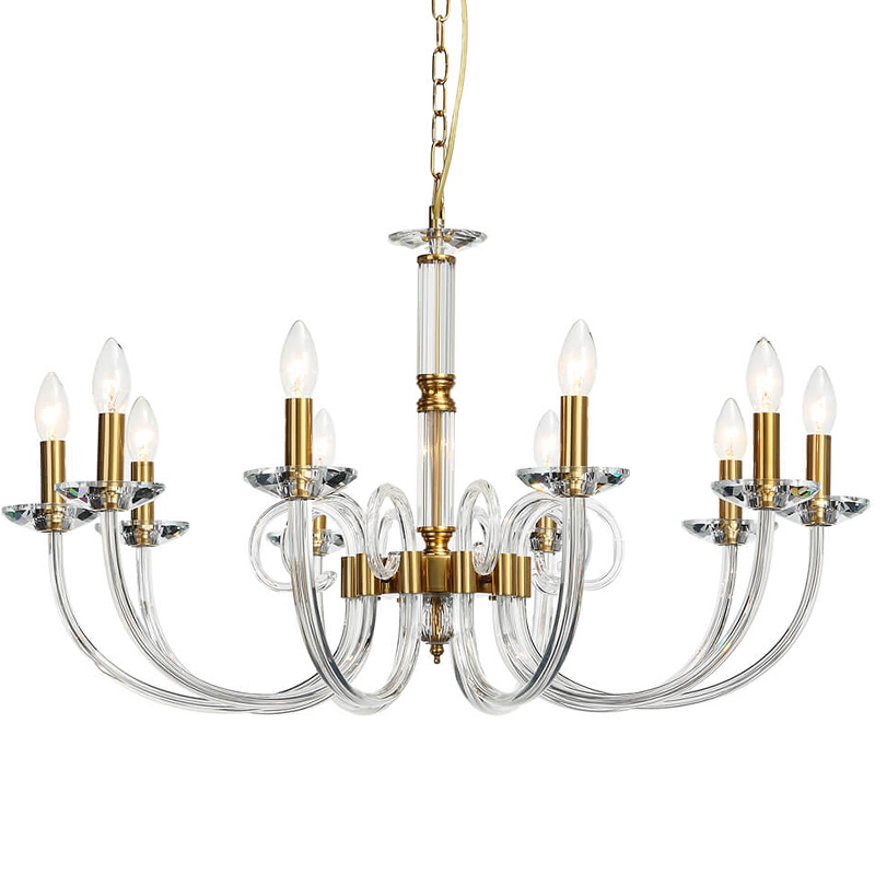 Люстра Twisted Glass Candles Chandelier 10 Золотой Прозрачное Стекло Люстра Twisted Glass Candles Chandelier 10 Золотой Прозрачное Стекло в Брянске | Loft Concept