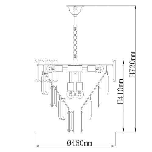 Люстра из черного металла с многоярусными подвесками из прозрачного хрусталя на золотой цепи Empire Black Chandelier Crystal в Брянске