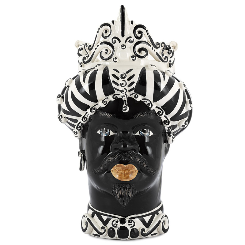 Ваза VASE MORO MAN MEDIUM zebra Черный Белый Ваза VASE MORO MAN MEDIUM zebra Черный Белый в Брянске | Loft Concept