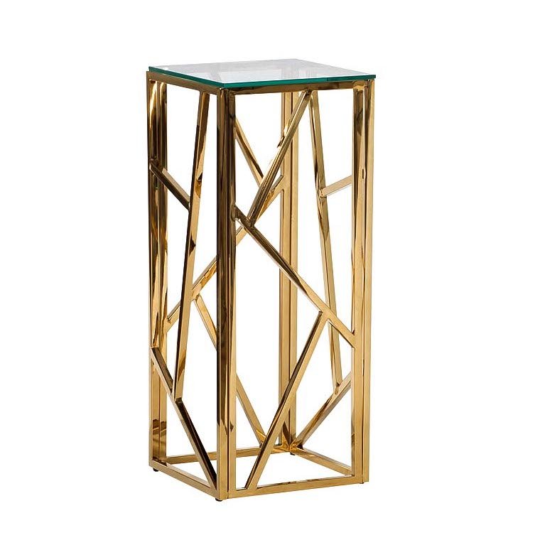 Подставка Serene Furnishing Gold Clear Glass Top stand Прозрачное Стекло Золотой Подставка Serene Furnishing Gold Clear Glass Top stand Прозрачное Стекло Золотой в Брянске | Loft Concept