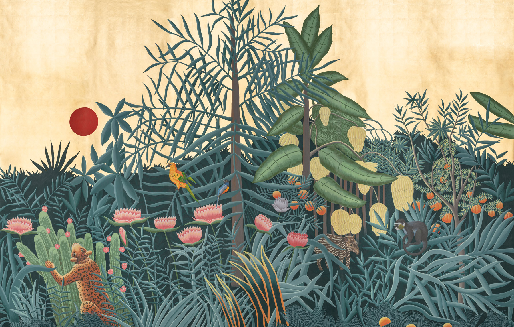 Обои ручная роспись Rousseau Rousseau on Deep Rich Gold gilded paper Обои ручная роспись Rousseau Rousseau on Deep Rich Gold gilded paper - постер Loft-Concept в Брянске