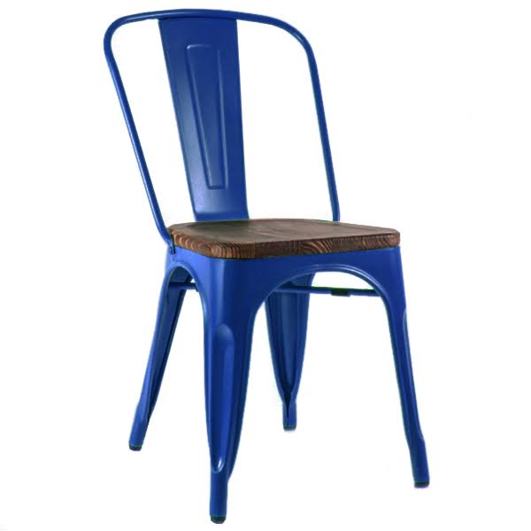 Кухонный стул Tolix Chair Wood Blue Синий Синий Коричневый Кухонный стул Tolix Chair Wood Blue Синий Синий Коричневый в Брянске | Loft Concept