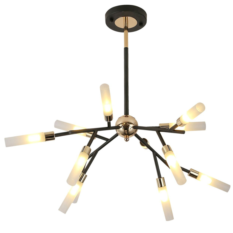 Люстра White Tube Valley Arredoluce Chandelier 12 Прозрачный белый Глянцевое золото Черный Люстра White Tube Valley Arredoluce Chandelier 12 Прозрачный белый Глянцевое золото Черный в Брянске | Loft Concept