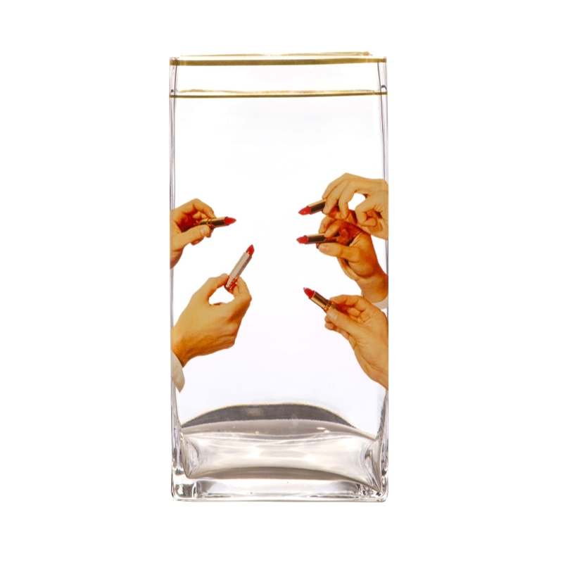 Ваза Glass vase big Lipstick Прозрачный Золотой Бежевый в Брянске | Loft Concept 