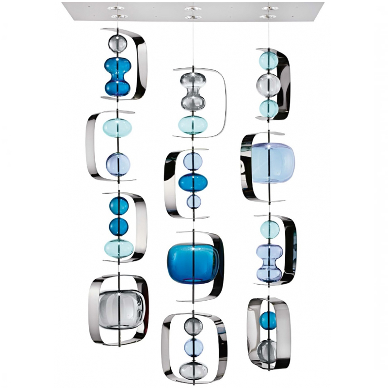 Светильник Barovier & Toso Manhattan Blue Голубой Синий Хром Светильник Barovier & Toso Manhattan Blue Голубой Синий Хром в Брянске | Loft Concept