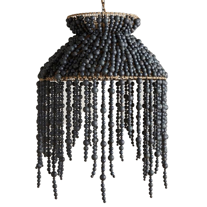 Подвесной светильник с абажуром украшенным черными бусинами Wooden Beads Chandelier Black Черный Коричневый Подвесной светильник с абажуром украшенным черными бусинами Wooden Beads Chandelier Black Черный Коричневый в Брянске | Loft Concept