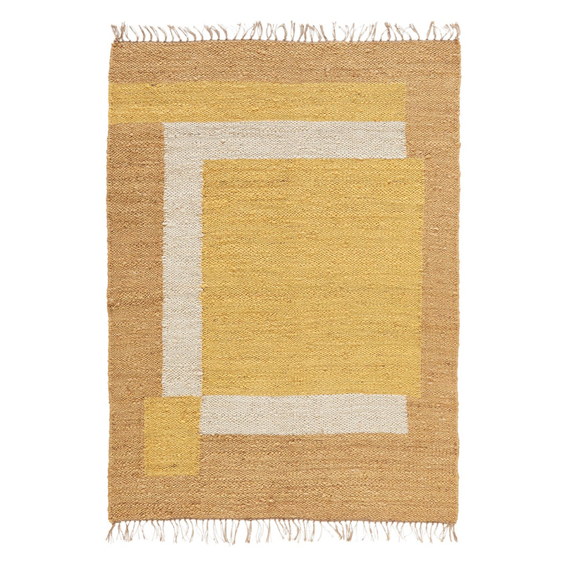 Ковер с бахромой Carpet Yellow 100% джут Бежевый Желтый Коричневый Ковер с бахромой Carpet Yellow 100% джут Бежевый Желтый Коричневый в Брянске | Loft Concept