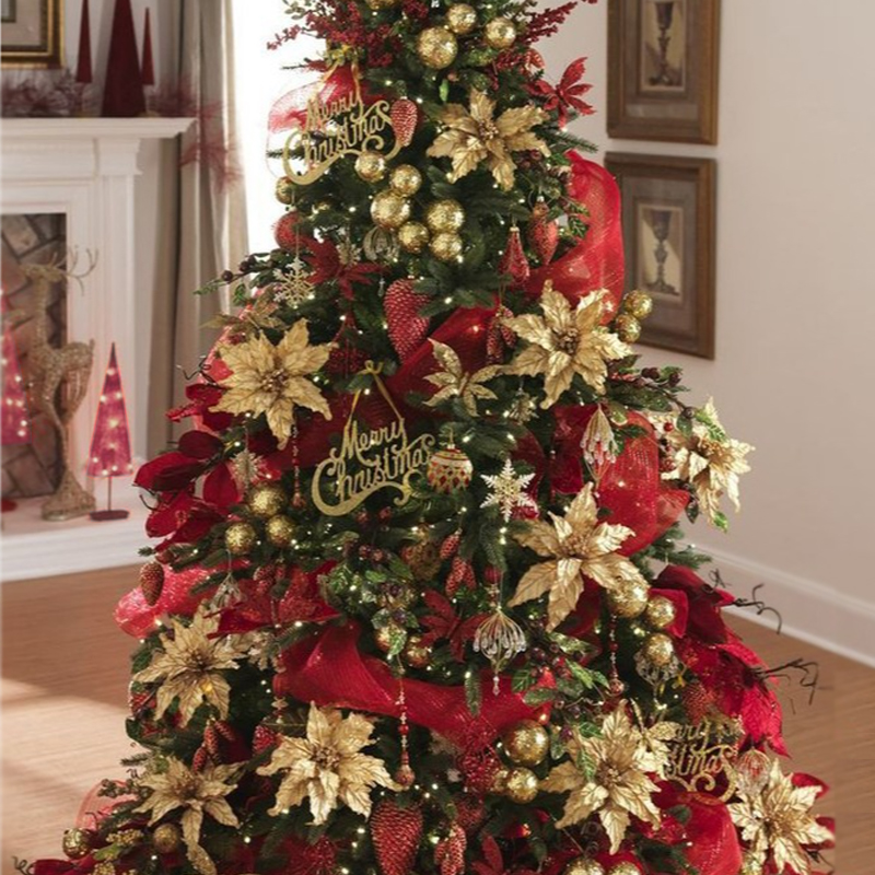 Дизайнерская Елка с Красным и Золотым новогодним декором Christmas Tree Golden Flowers Красный Золотой Дизайнерская Елка с Красным и Золотым новогодним декором Christmas Tree Golden Flowers Красный Золотой в Брянске | Loft Concept