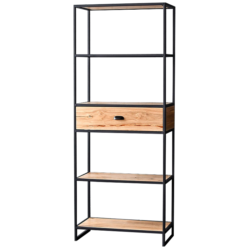 Стеллаж Kline Industrial Metal Rust Rack Черный Древесина Стеллаж Kline Industrial Metal Rust Rack Черный Древесина в Брянске | Loft Concept
