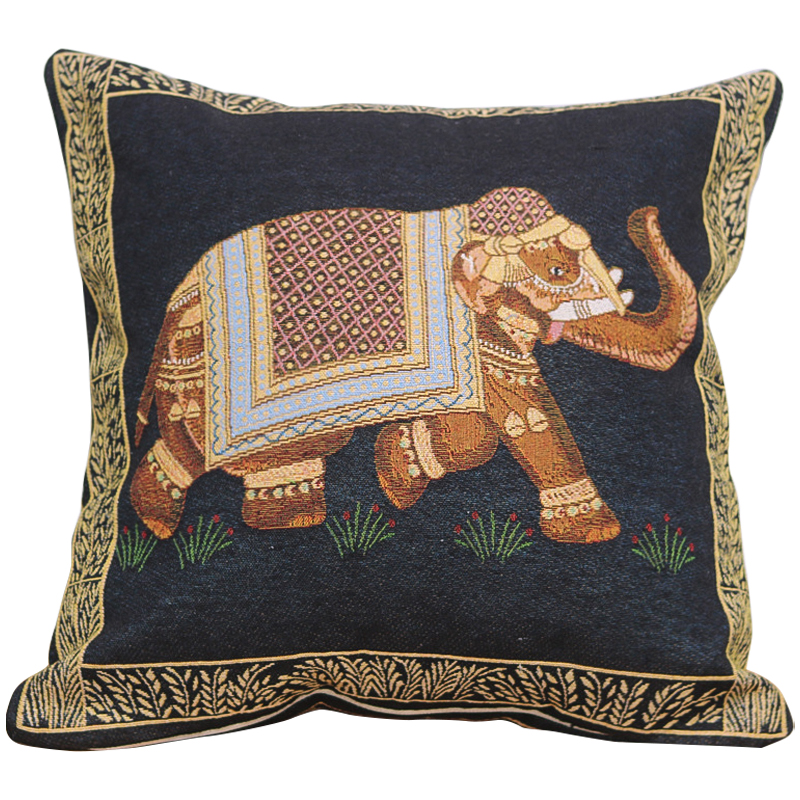 Декоративная подушка Indian Elephant Black Мульти Черный Декоративная подушка Indian Elephant Black Мульти Черный в Брянске | Loft Concept