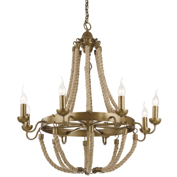 Люстра Rattan Chandelier Metall 8 Loft Rope Light Люстра Rattan Chandelier Metall 8 Loft Rope Light в Брянске | Loft Concept