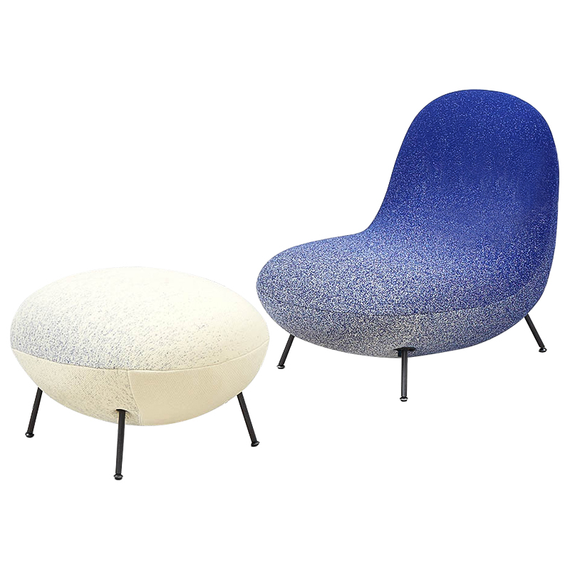 Кресло и пуф Whitney Gradient Armchair and Ottoman Синий Молочный Кресло и пуф Whitney Gradient Armchair and Ottoman Синий Молочный в Брянске | Loft Concept