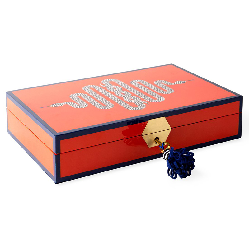 Шкатулка EDEN LACQUER JEWELRY BOX Jonathan Adler Оранжевый Синий Золотой Белый Черный Шкатулка EDEN LACQUER JEWELRY BOX Jonathan Adler Оранжевый Синий Золотой Белый Черный в Брянске | Loft Concept