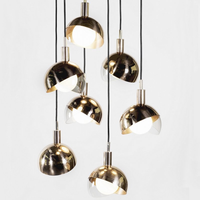 Подвесной светильник Half Closed Balls Медь Белый Прозрачное Стекло в Брянске | Loft Concept 