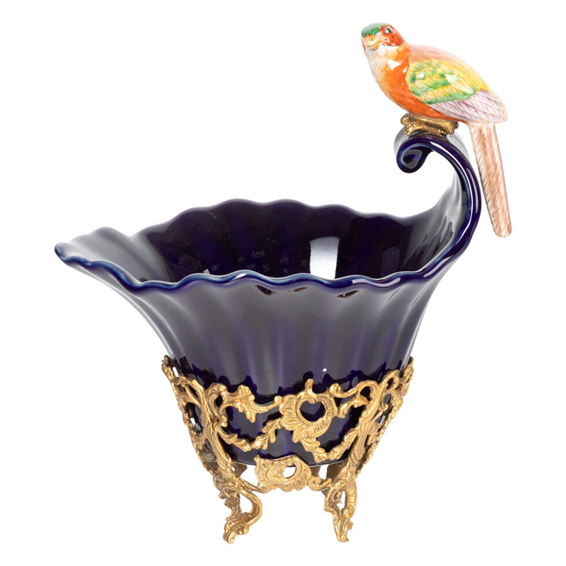 Чаша темно-синего цвета из фарфора с разноцветной птичкой Eden Garden porcelain and bronze Темно-синий Бронза Мульти Чаша темно-синего цвета из фарфора с разноцветной птичкой Eden Garden porcelain and bronze Темно-синий Бронза Мульти в Брянске | Loft Concept