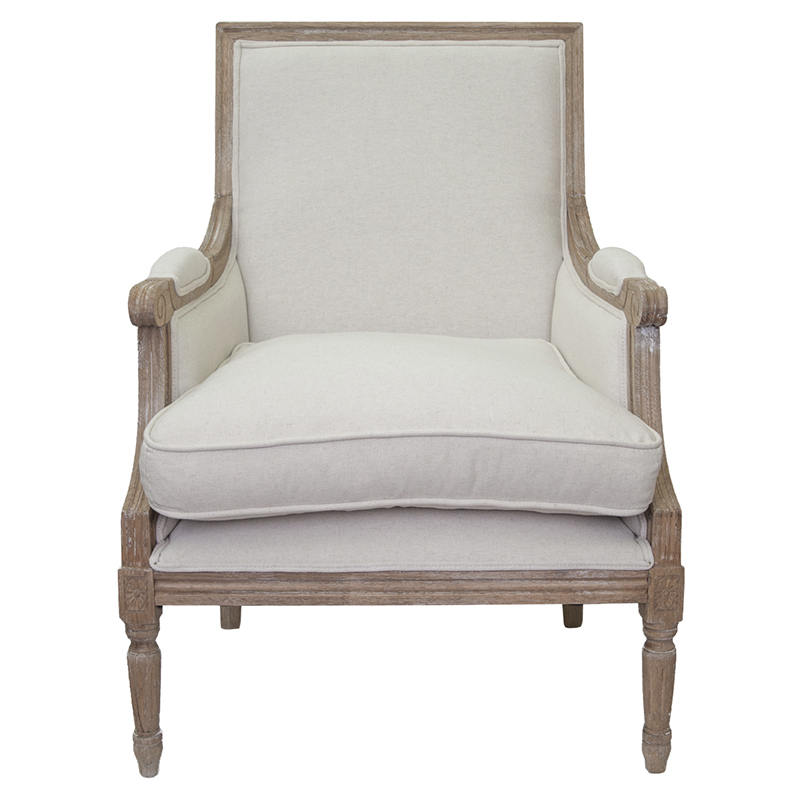 Кресло William Classical Armchair beige flax Бежевый Коричневый Кресло William Classical Armchair beige flax Бежевый Коричневый в Брянске | Loft Concept