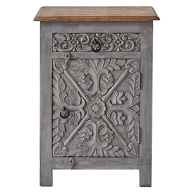 Тумба Indian Antique White Furniture Nightstand Ganica серый Серый Коричневый Тумба Indian Antique White Furniture Nightstand Ganica серый Серый Коричневый в Брянске | Loft Concept