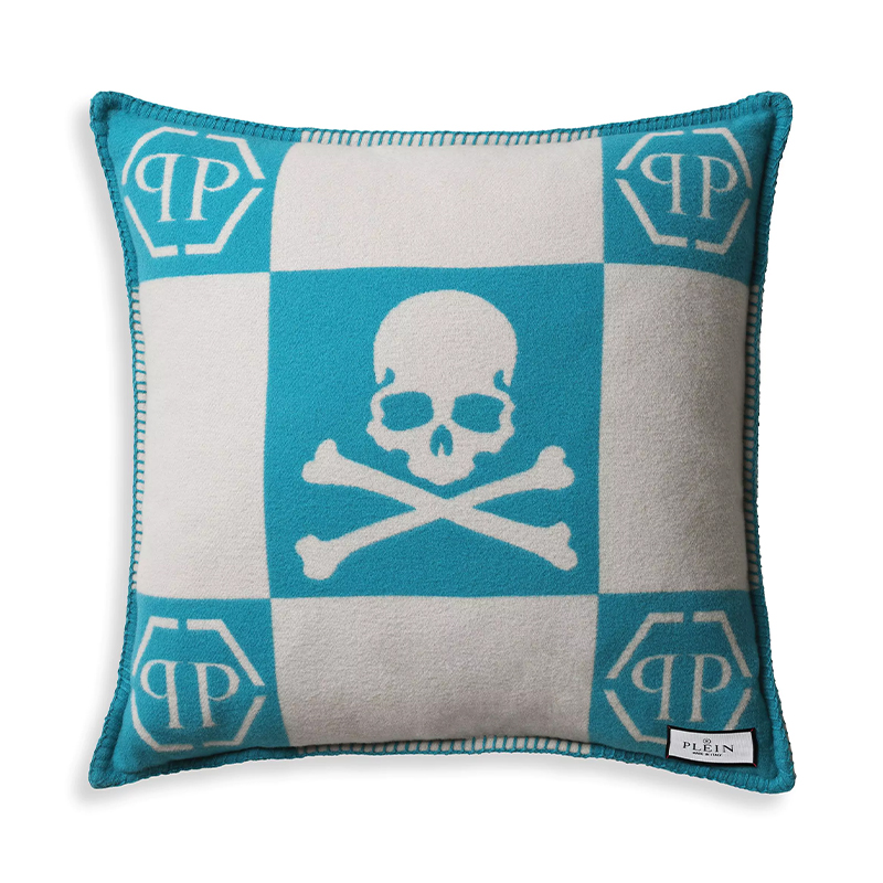 Подушка Philipp Plein Cushion Cashmere Skull 45 x 45 Голубой Белый Подушка Philipp Plein Cushion Cashmere Skull 45 x 45 Голубой Белый в Брянске | Loft Concept